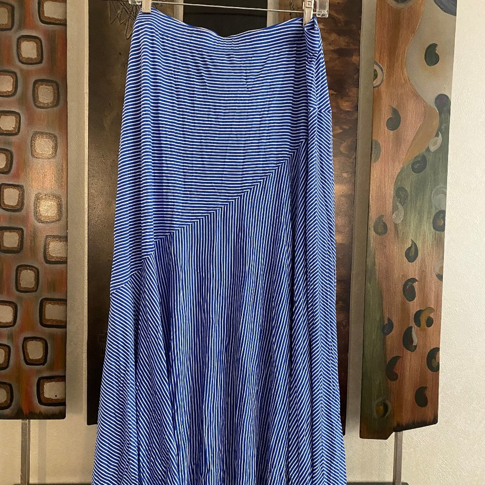 NEW Chico's Long Skirt, Summery Blue and White stripes,  Size 3 (Large)